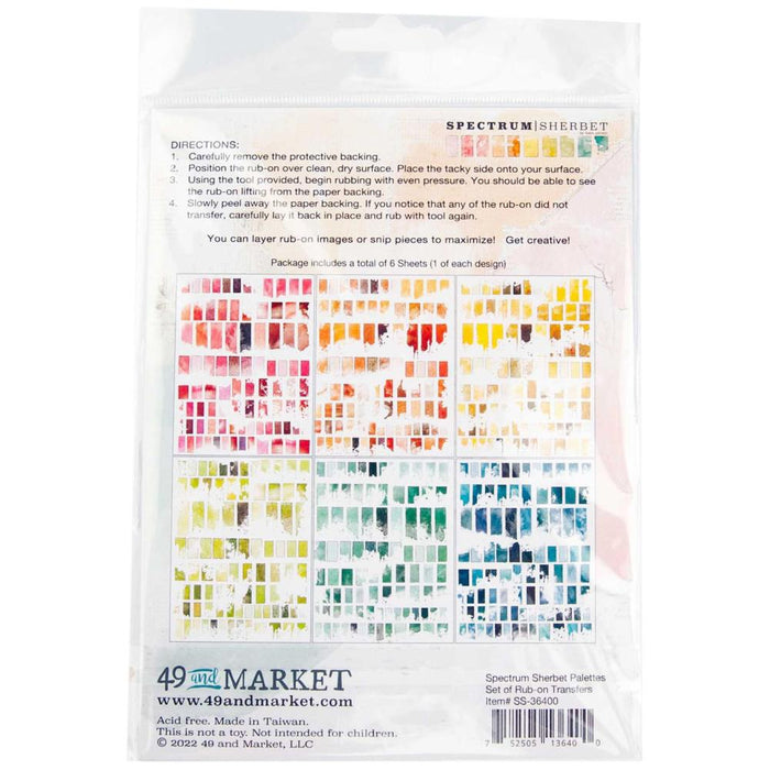 49 & Market 6"x 8" Rub-on Transfer Sheets  Spectrum Sherbet Palettes