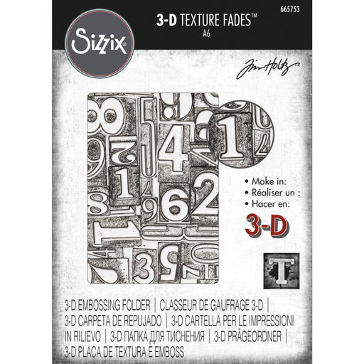 Sizzix 3D Texture Fades Embossing Folder Tim Holtz Numbered