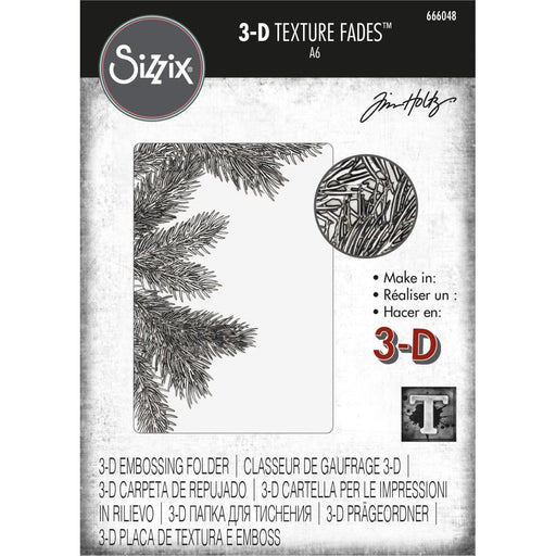 Sizzix 3D Texture Fades Embossing Folder Tim Holtz Pine Branches