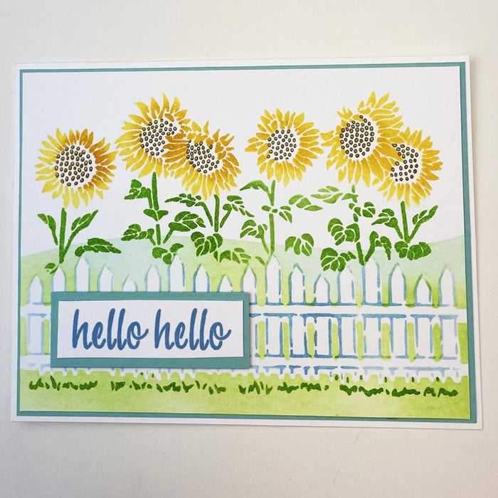 TCW 4-Part Layered Stencil 8.5 x 11" Fenced Sunflowers