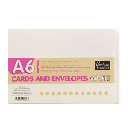 Couture Creations Card and Envelope Set A6 50 Sets White