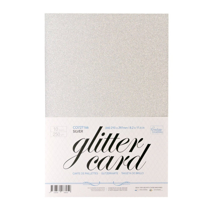Couture Creations A4 Glitter Card Silver
