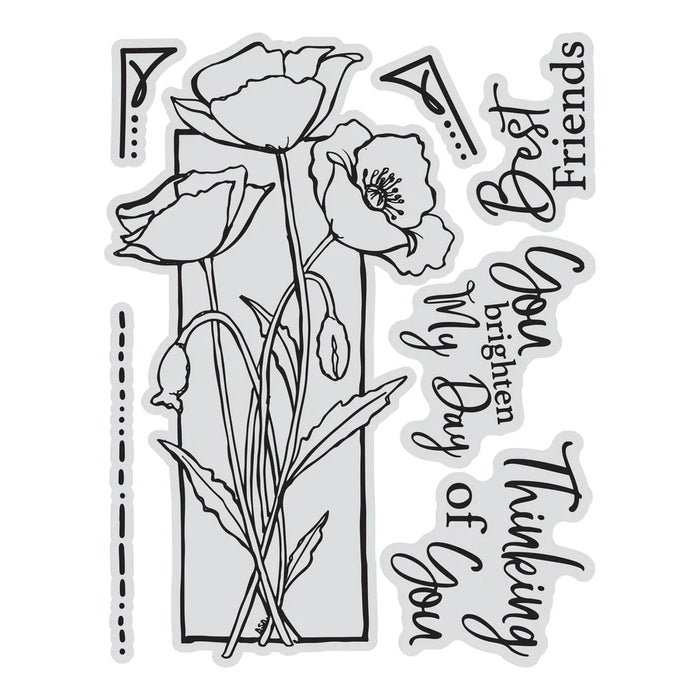 Couture Creations Stamp and Colour Stamp Framed Poppies CO728707