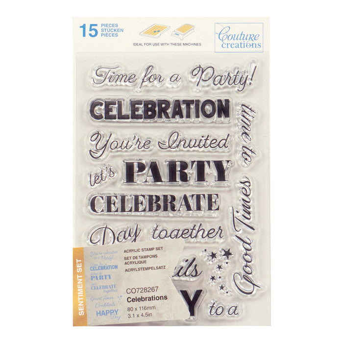 COUTURE CREATIONS ACRYLIC STAMP SET CELEBRATIONS