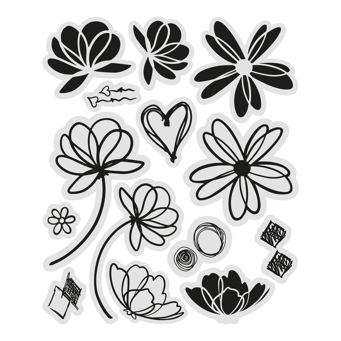 COUTURE CREATIONS ACRYLIC STAMP SET LAYERED FLORALS