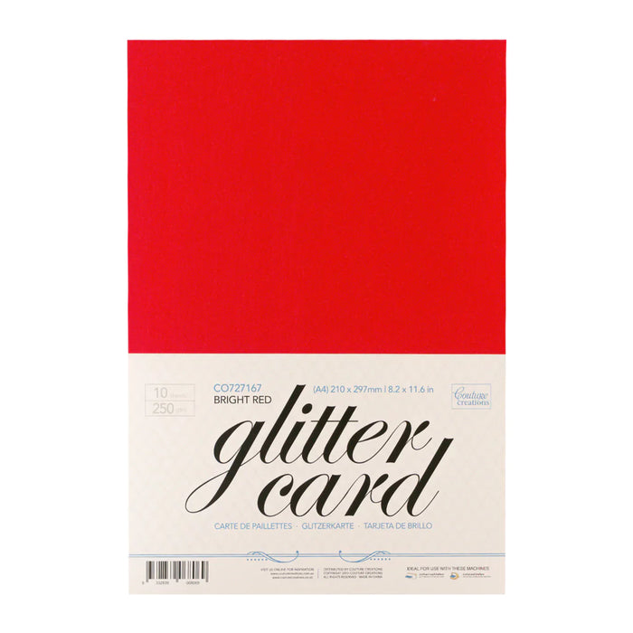 Couture Creations A4 Glitter Card Bright Red