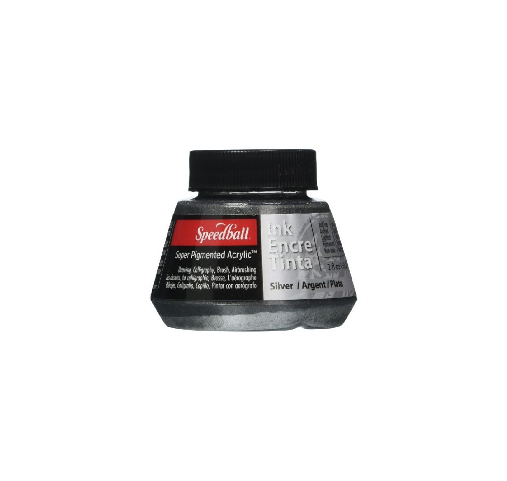 Speedball Super Pigmented Acrylic Ink 2Oz Silver — Jackies Craft Store NZ
